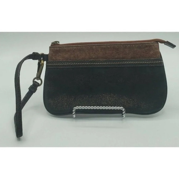 The Sak Crackle Brown Leather Suede Wristlet - Picture 4 of 7